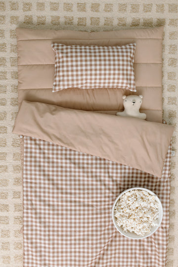 Organic Portable Bedding Set- Brown Gingham