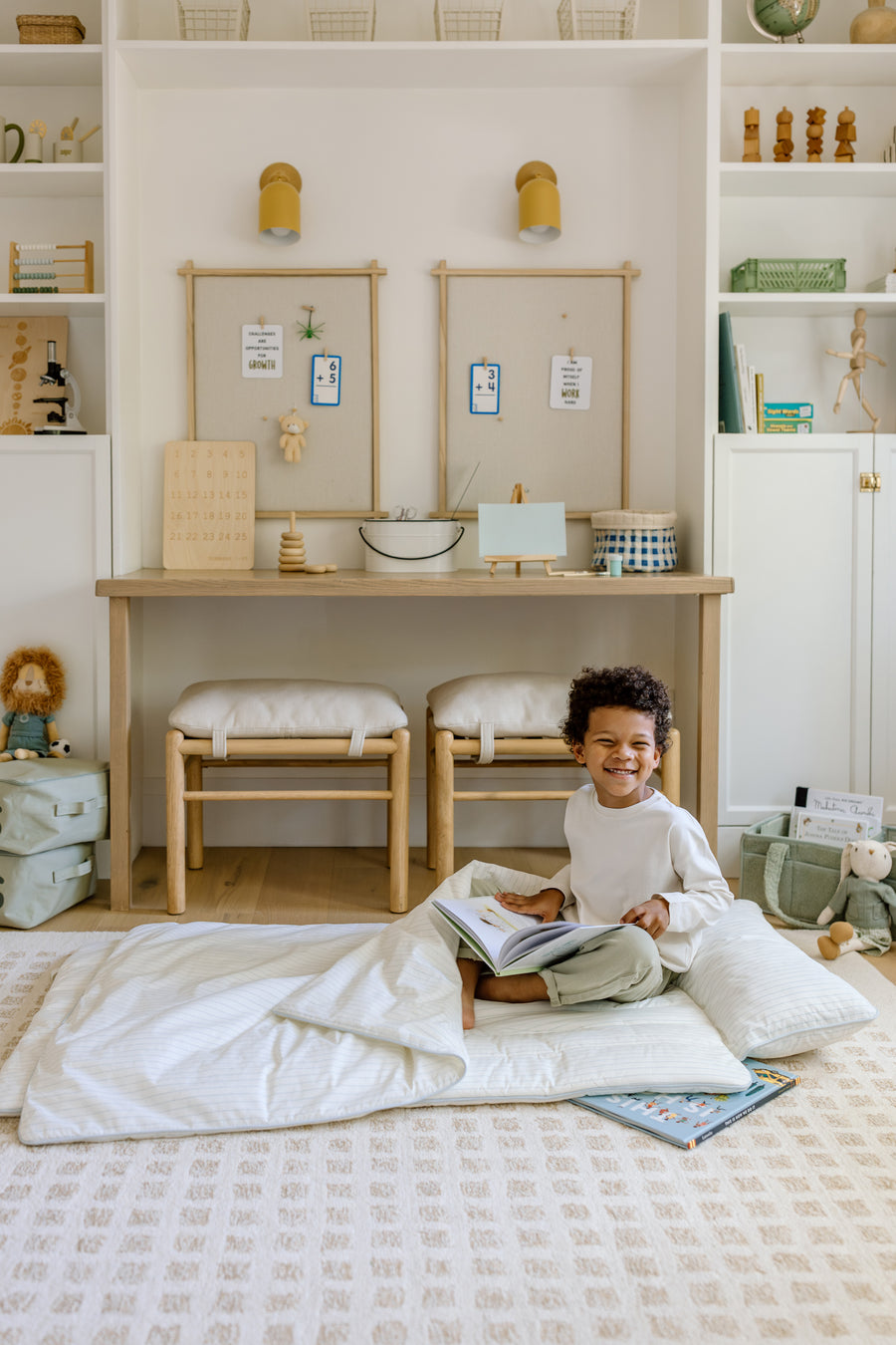 [NEW Pre-Order] XL Organic Nap Mat- Blue Stripe
