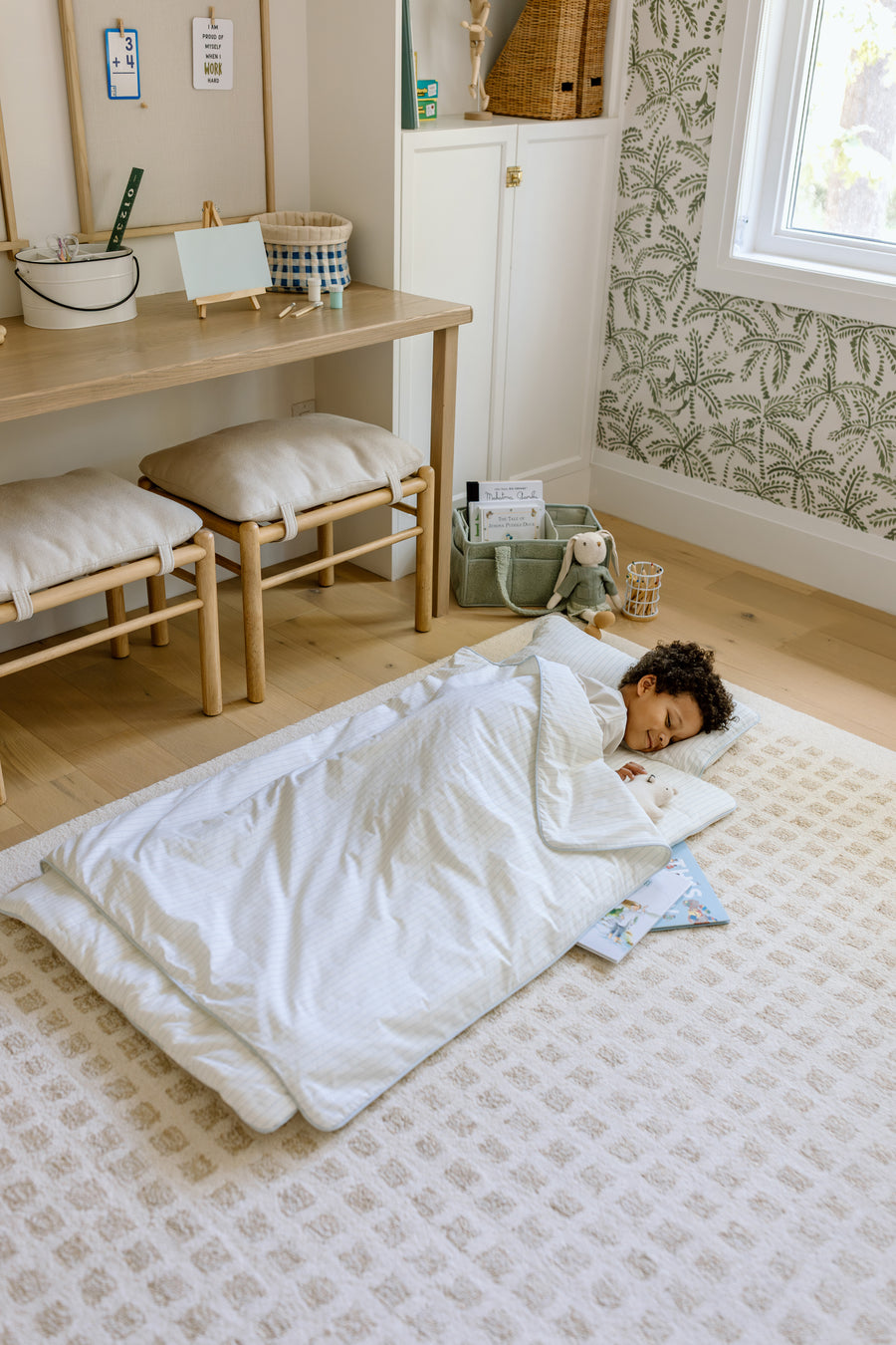 [NEW Pre-Order] XL Organic Nap Mat- Blue Stripe