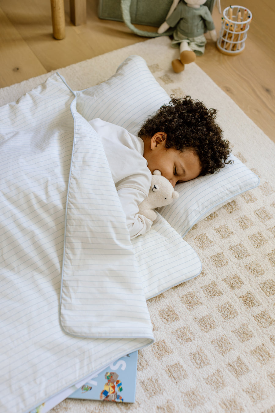 [NEW Pre-Order] XL Organic Nap Mat- Blue Stripe