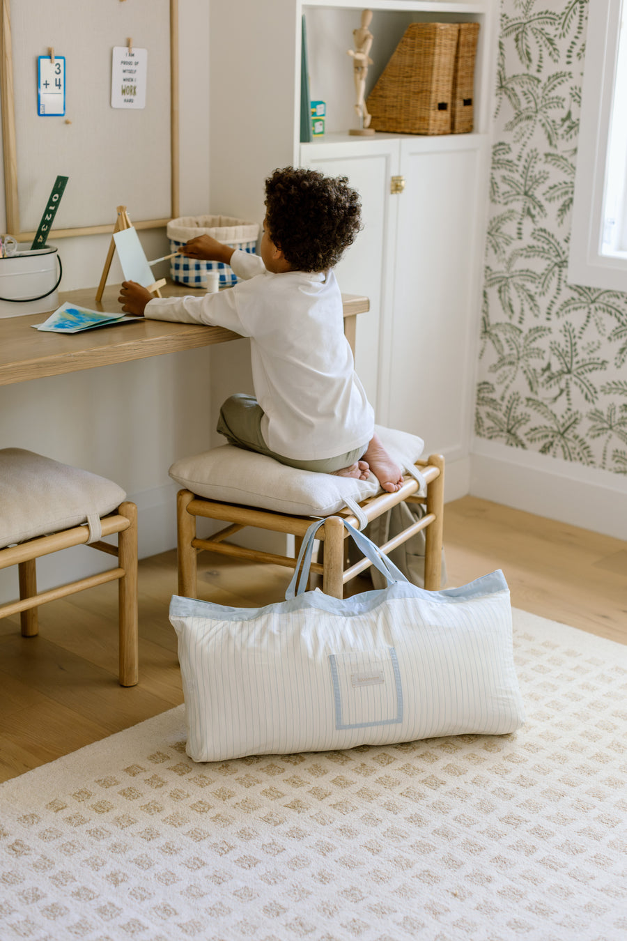 [NEW Pre-Order] XL Organic Nap Mat- Blue Stripe