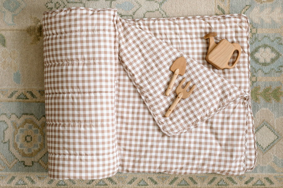 Organic Nap Mat- Brown Gingham