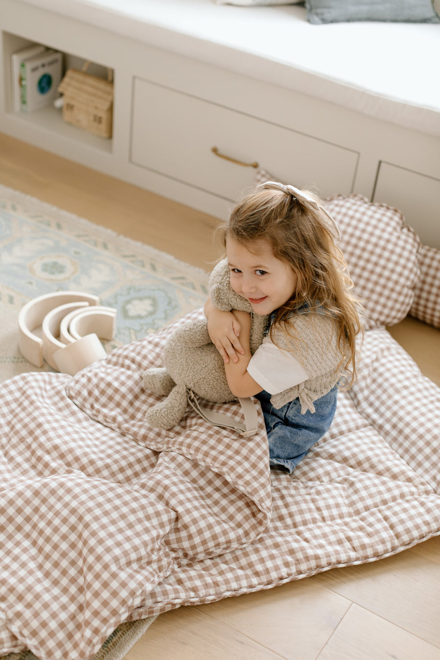 Organic Nap Mat- Brown Gingham