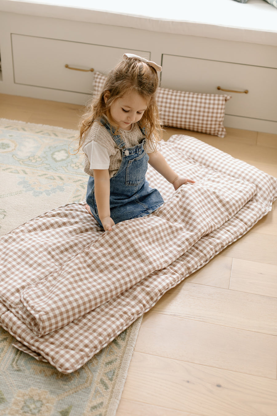 Organic Nap Mat- Brown Gingham