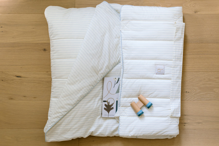 [NEW Pre-Order] XL Organic Nap Mat- Blue Stripe