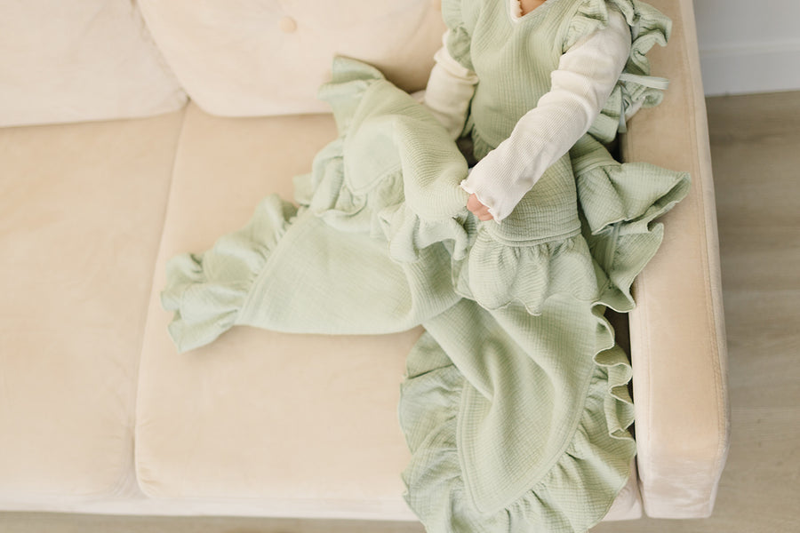 Ruffle Blanket- Olive