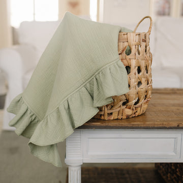 Ruffle Blanket- Olive