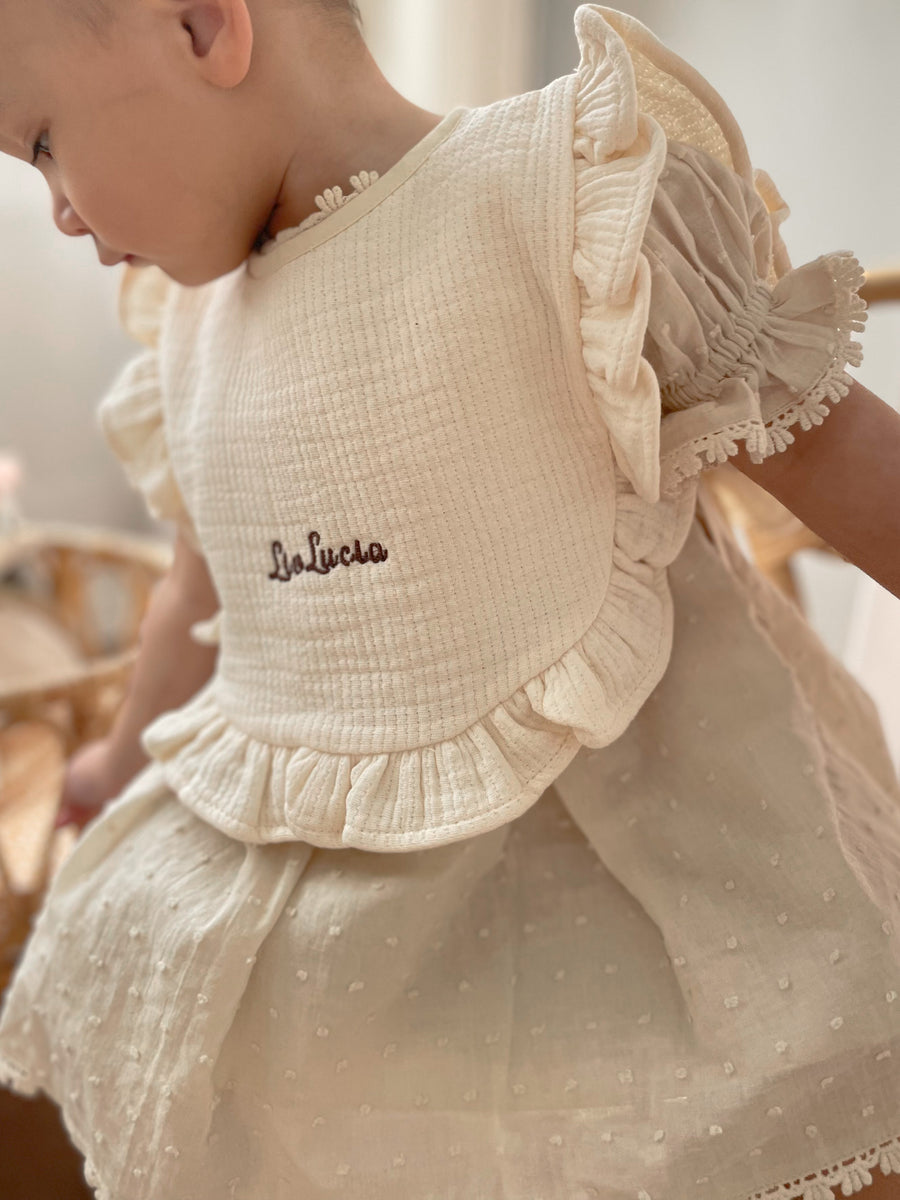 Ruffle Bib- Cream